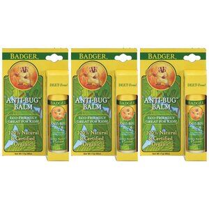 3pc BADGER Anti-bug Balm Travel Stick 0.6oz Organic, Deet Free, 100% Natural